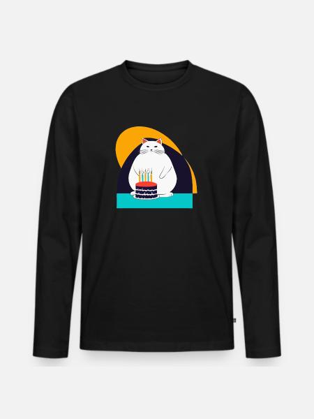 Cat celebrates fifth birthday - Men's Premium Organic Long Sleeve Shirt - black