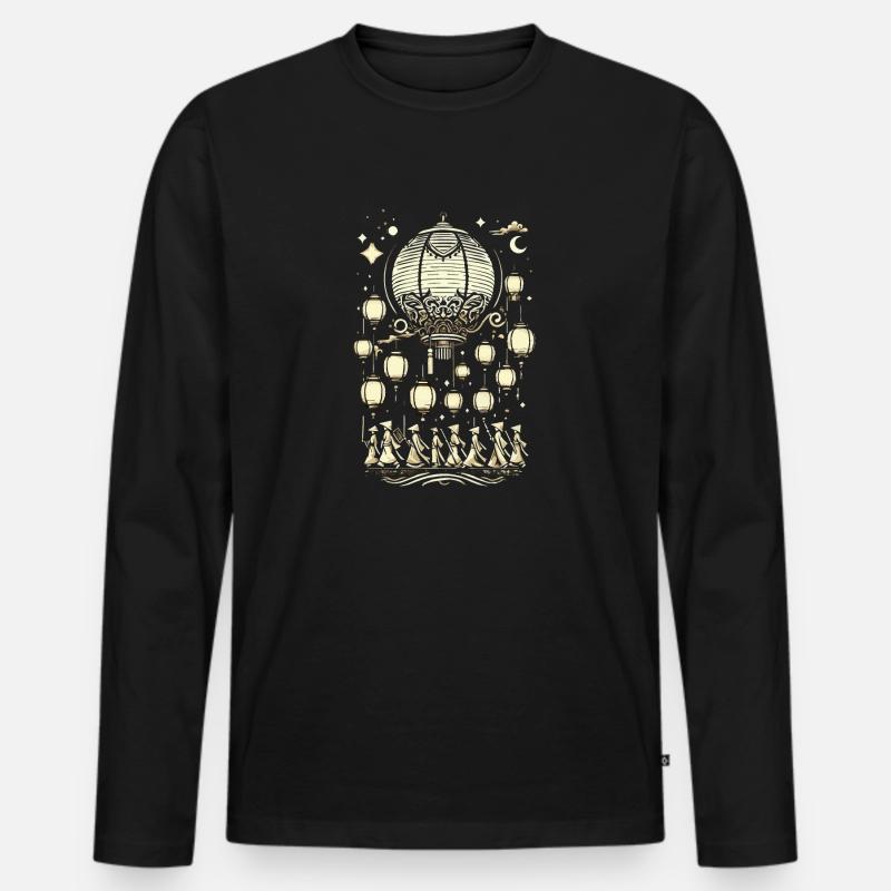 Laternenumzug, Lampion - Männer Premium Bio Langarmshirt - Schwarz