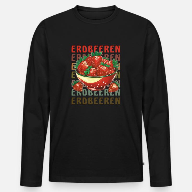 ERDBEEREN - Männer Premium Bio Langarmshirt - Schwarz