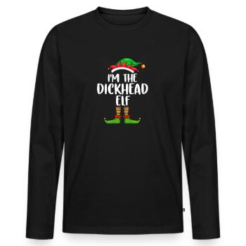 I’m The Dickhead Elf Chemise Assortie Famille - T-shirt manches longues Premium bio Homme - noir - Devant - Nico (187cm)