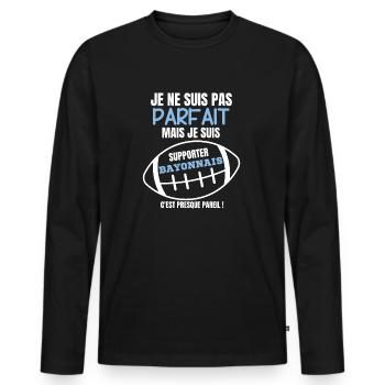 Supporter Bayonnais Rugby - T-shirt manches longues Premium bio Homme - noir - Devant - Nico (187cm)
