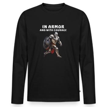 EN ARMURE ET AVEC COURAGE - T-shirt manches longues Premium bio Homme - noir - Devant - Nico (187cm)