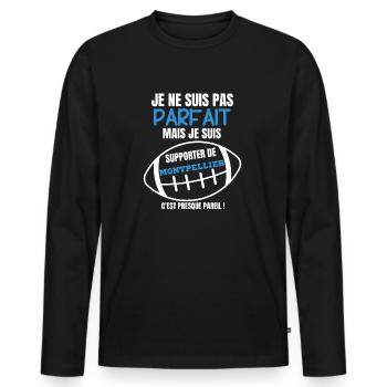 Supporter Parfait Montpellier Rugby - T-shirt manches longues Premium bio Homme - noir - Devant - Nico (187cm)