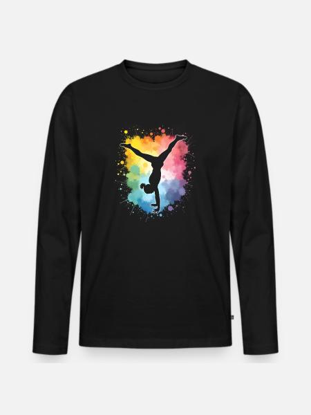 Turnerin - Geboren zum Turnen - Männer Premium Bio Langarmshirt - Schwarz
