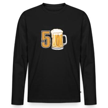 Beer Humor for the 50th Birthday - Men's Premium Organic Long Sleeve Shirt - black - Front - Nico (187cm)