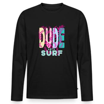Dude - Männer Premium Bio Langarmshirt - Schwarz - Vorne - Nico (187cm)
