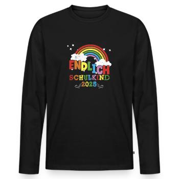 Écolier 2025 Inscription à l’école Première année - T-shirt manches longues Premium bio Homme - noir - Devant - Nico (187cm)