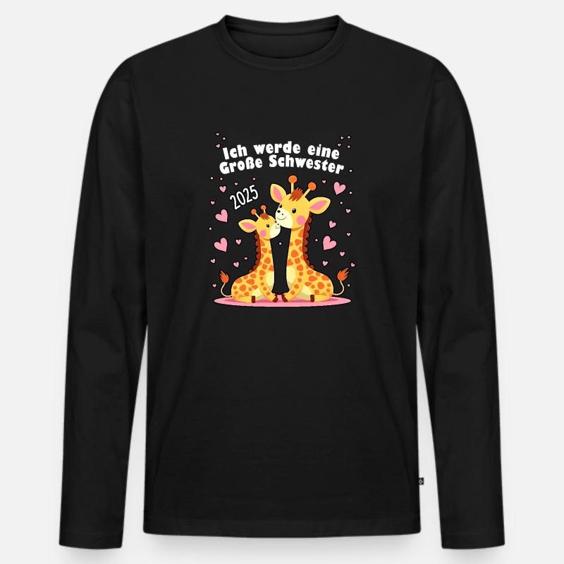 Ich werde große Schwester 2025 - Männer Premium Bio Langarmshirt - Schwarz