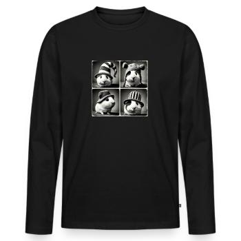 Guinea Pig Selfie Funny Hats Vintage Photo Shoot A - Men's Premium Organic Long Sleeve Shirt - black - Front - Nico (187cm)