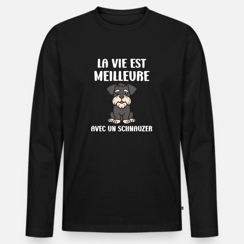 Schnauzer - Männer Premium Bio Langarmshirt - Schwarz