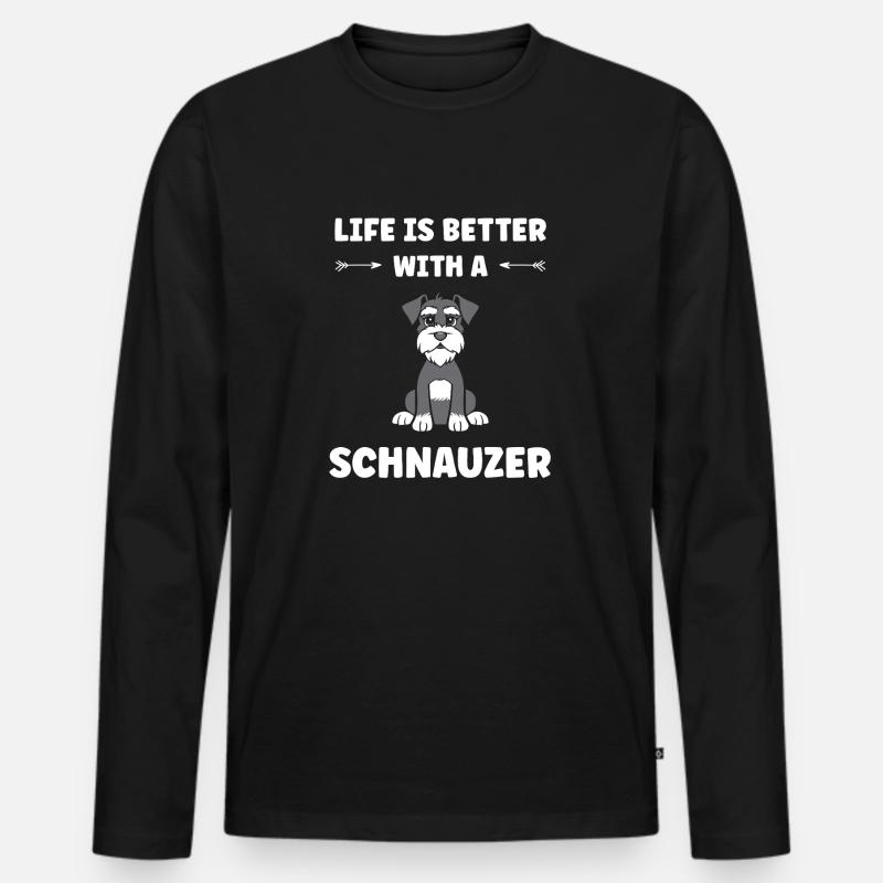 Schnauzer - Männer Premium Bio Langarmshirt - Schwarz
