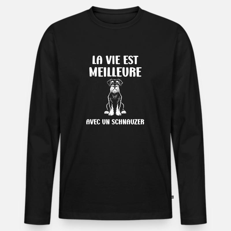 Schnauzer - Männer Premium Bio Langarmshirt - Schwarz