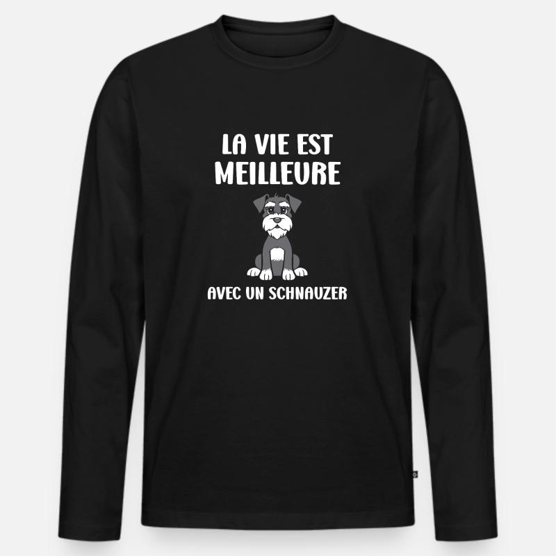Schnauzer - Männer Premium Bio Langarmshirt - Schwarz