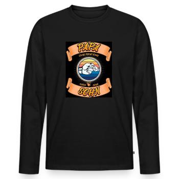 PAPA FORMT SOHN, STAHL FORMT STAHL - Männer Premium Bio Langarmshirt - Schwarz - Vorne - Nico (187cm)