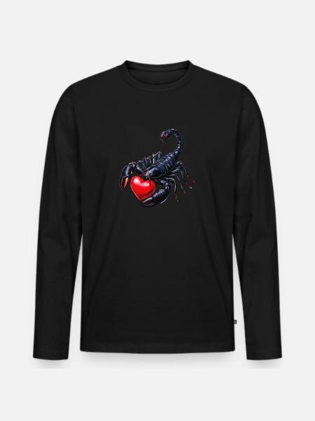 SCORPIO HEART - Men's Premium Organic Long Sleeve Shirt - black