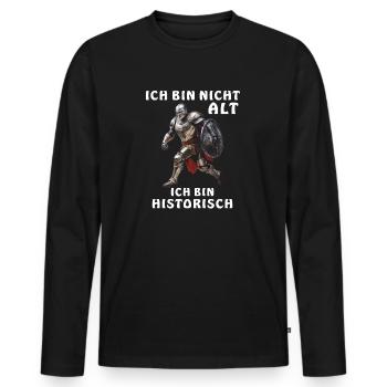 RITTER NICHT ALT HISTORISCH - Männer Premium Bio Langarmshirt - Schwarz - Vorne - Nico (187cm)