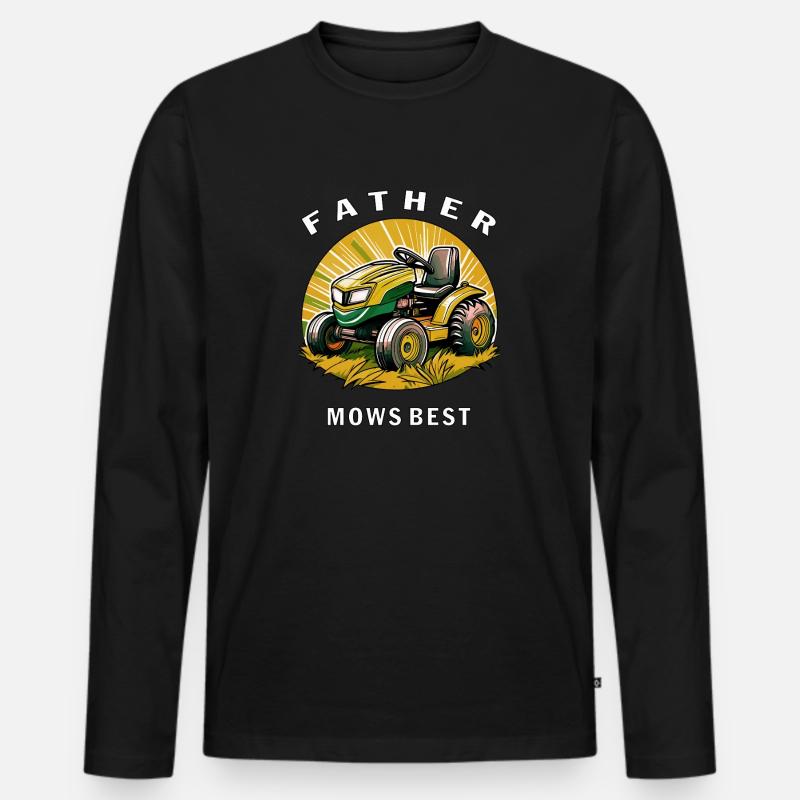 RASENMÄHER FATHER MOWS BEST - Männer Premium Bio Langarmshirt - Schwarz