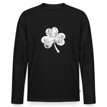 Trèfle - Saint-Patrick - Irlande - T-shirt manches longues Premium bio Homme - noir - Devant - Nico (187cm)