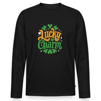 Porte-bonheur - Saint-Patrick - Irlande - T-shirt manches longues Premium bio Homme - noir - Devant - Nico (187cm)