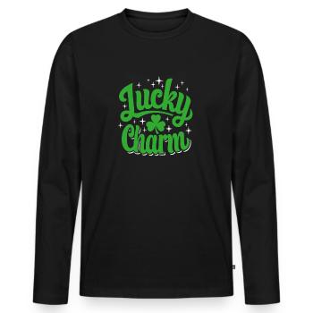 Porte-bonheur - Saint-Patrick - Irlande - T-shirt manches longues Premium bio Homme - noir - Devant - Nico (187cm)