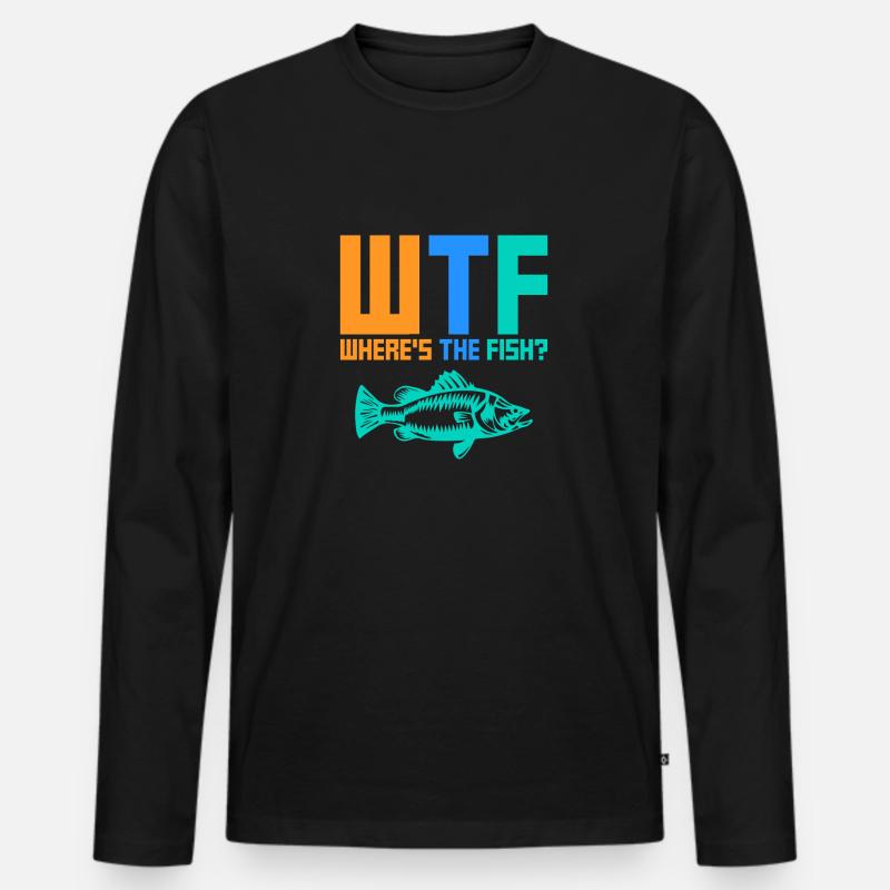 Where's The Fish - Männer Premium Bio Langarmshirt - Schwarz