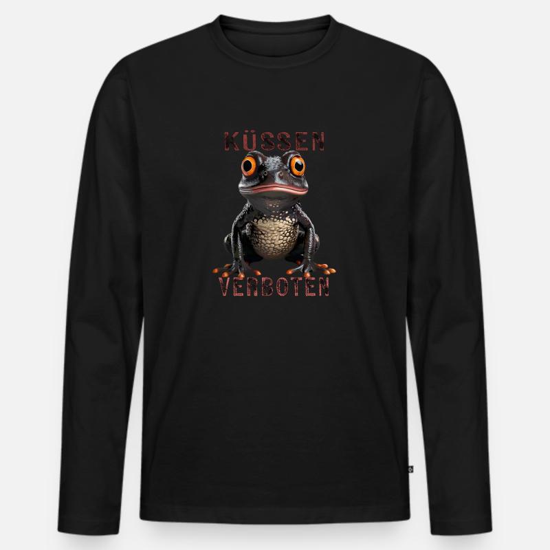 FROSCH KÜSSEN VERBOTEN - Männer Premium Bio Langarmshirt - Schwarz