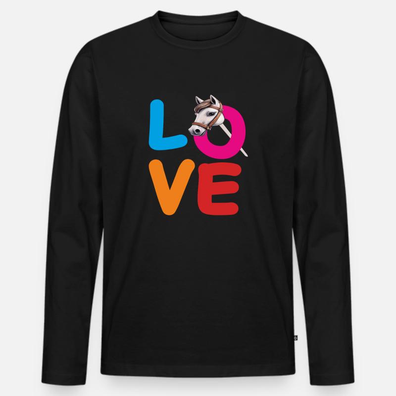 LOVE STECKENPFERD - Männer Premium Bio Langarmshirt - Schwarz