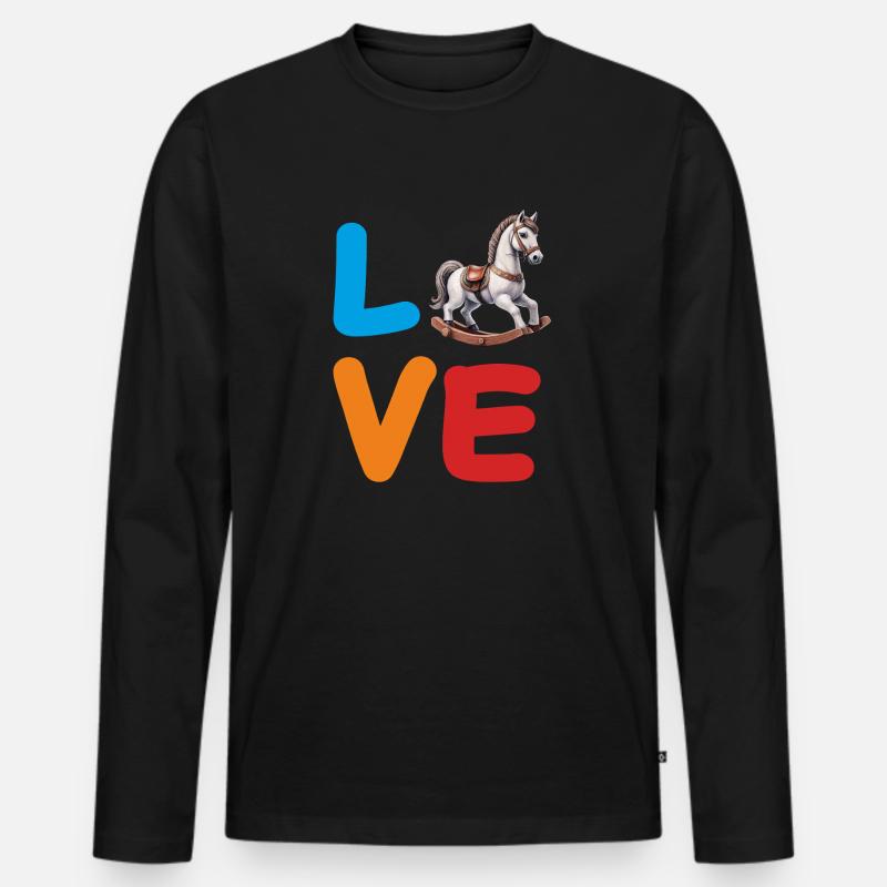 LOVE SCHAUKELPFERD - Männer Premium Bio Langarmshirt - Schwarz