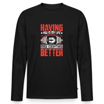 Fitness Motivation Better Life Design - Men's Premium Organic Long Sleeve Shirt - black - Front - Nico (187cm)