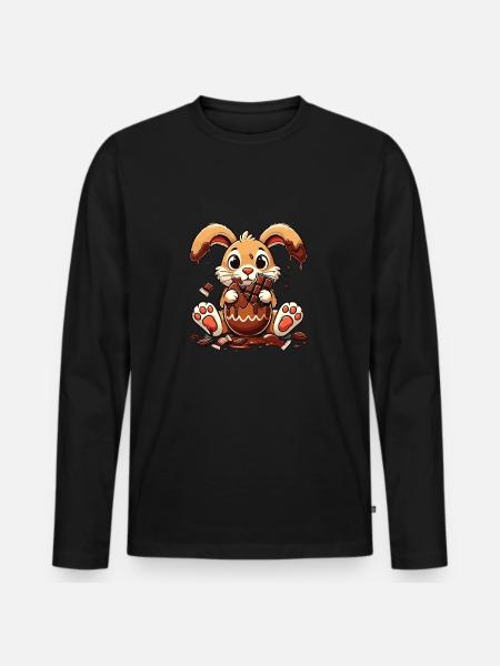 Enjoy Easter Bunny Chocolate - Men's Premium Organic Long Sleeve Shirt - black