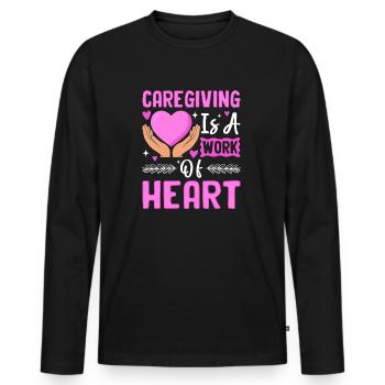Care is a matter of the heart - Men's Premium Organic Long Sleeve Shirt - black - Front - Nico (187cm)