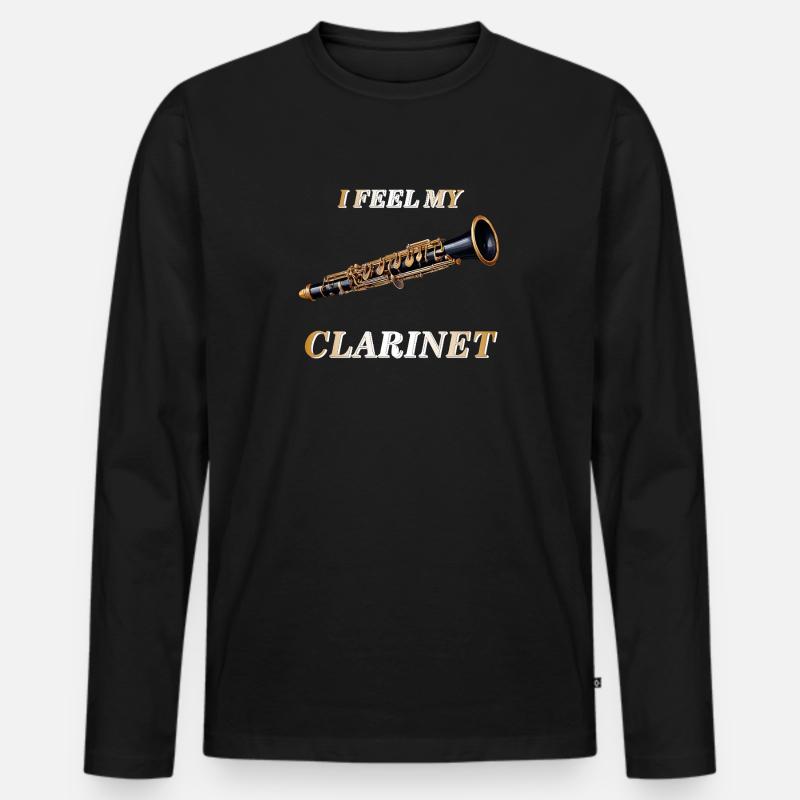 I FEEL MY CLARINET - Männer Premium Bio Langarmshirt - Schwarz