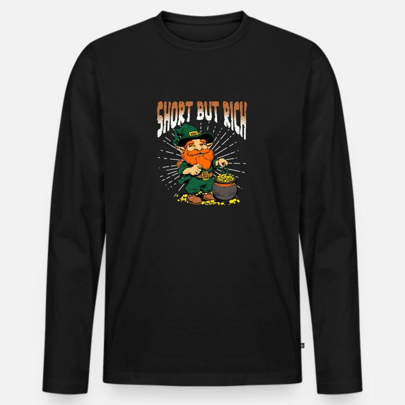 Funny St. Patricks Day Leprechaun - Männer Premium Bio Langarmshirt - Schwarz