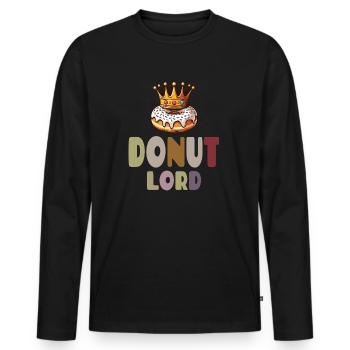 Donut Lord – Design Gourmand et Drôle - T-shirt manches longues Premium bio Homme - noir - Devant - Nico (187cm)