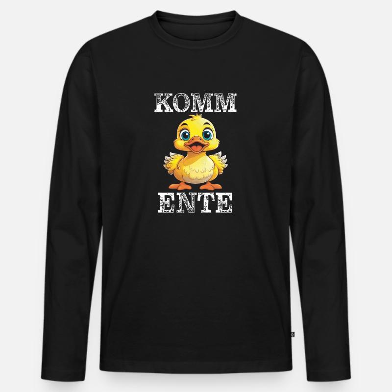 KOMM ENTE - Männer Premium Bio Langarmshirt - Schwarz