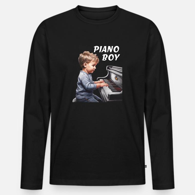 PIANO BOY - Männer Premium Bio Langarmshirt - Schwarz