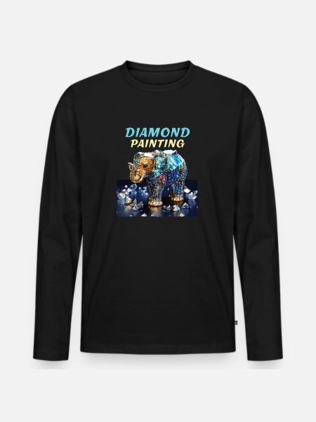 DIAMONDS ELEPHANT DIAMOND PAINTING - Men's Premium Organic Long Sleeve Shirt - black