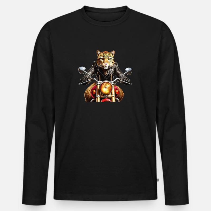 MOTORRAD LEOPARD - Männer Premium Bio Langarmshirt - Schwarz