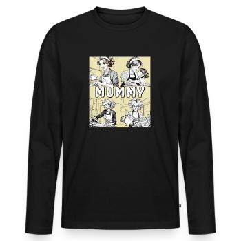FRAU HAUSARBEIT MUMMY - Männer Premium Bio Langarmshirt - Schwarz - Vorne - Nico (187cm)