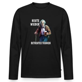 MANN HEUTE WIEDER BETREUTES TRINKEN - Männer Premium Bio Langarmshirt - Schwarz - Vorne - Nico (187cm)