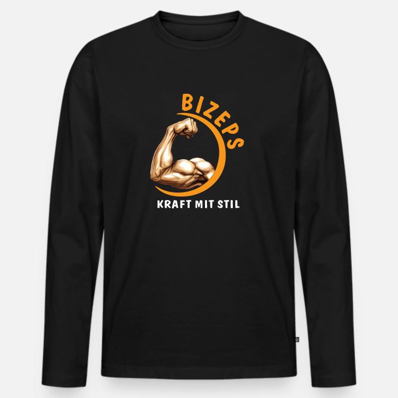 BIZEPS KRAFT MIT STIL - Männer Premium Bio Langarmshirt - Schwarz