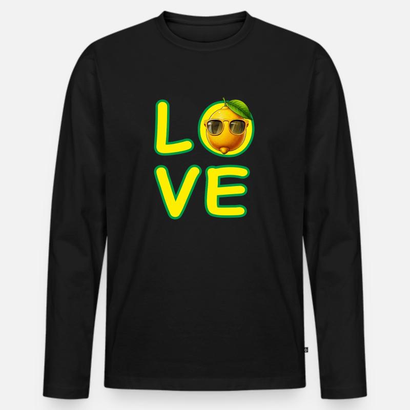 LOVE ZITRONE - Männer Premium Bio Langarmshirt - Schwarz