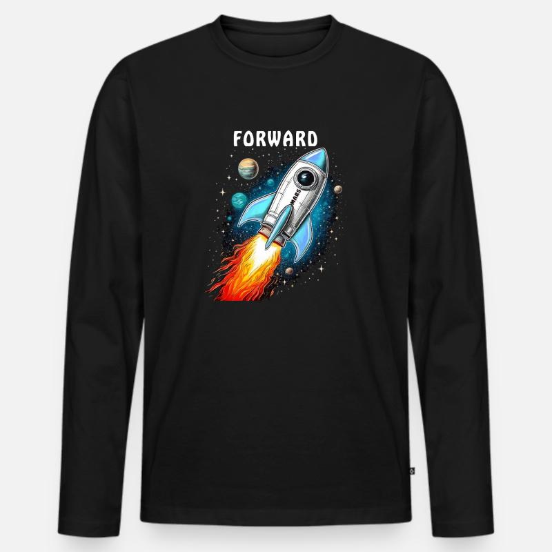 RAKETE MARS FORWARD - Männer Premium Bio Langarmshirt - Schwarz