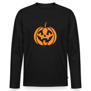 Kürbis - Männer Premium Bio Langarmshirt - Schwarz - Vorne - Nico (187cm)