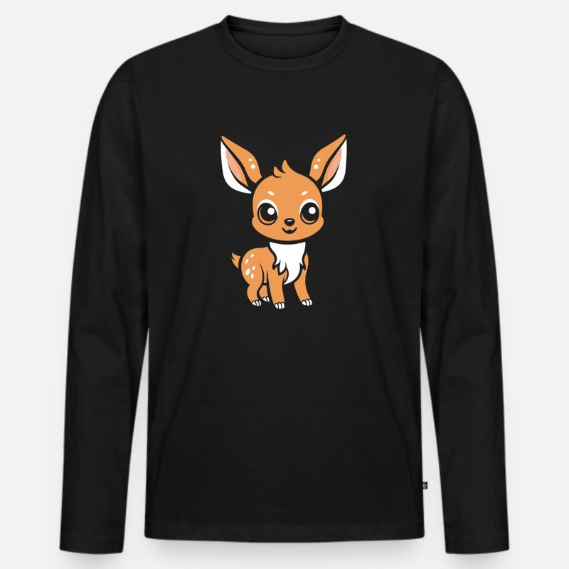 Reh - Männer Premium Bio Langarmshirt - Schwarz
