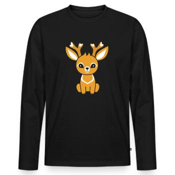 roe deer - Men's Premium Organic Long Sleeve Shirt - black - Front - Nico (187cm)