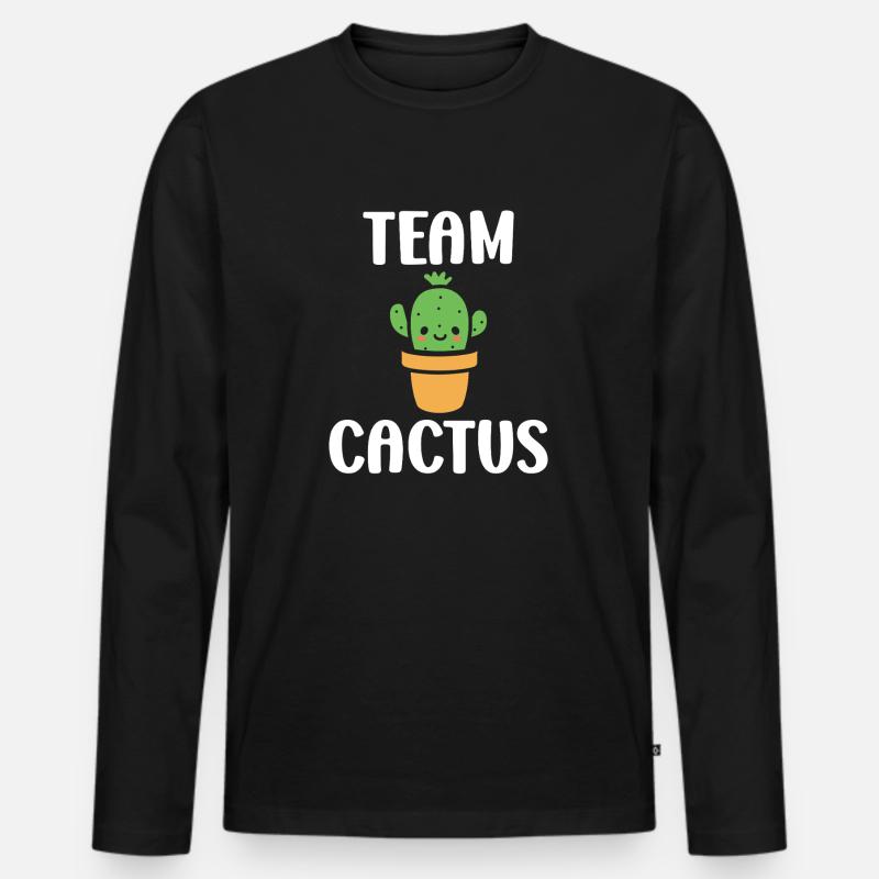 Kaktus - Männer Premium Bio Langarmshirt - Schwarz
