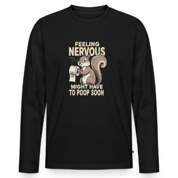Intestin irritable Syndrom Écureuil Caca Humour - T-shirt manches longues Premium bio Homme - noir - Devant - Nico (187cm)