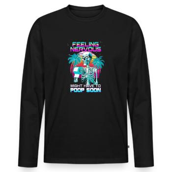 SCI, squelette, caca, humour, intestin irritable, syndrome - T-shirt manches longues Premium bio Homme - noir - Devant - Nico (187cm)