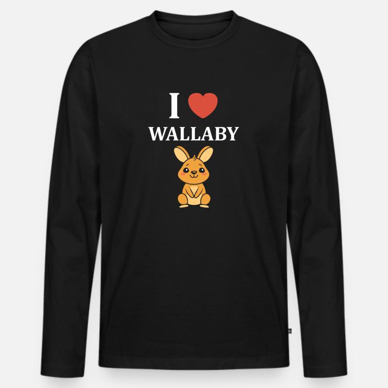 Wallaby - Männer Premium Bio Langarmshirt - Schwarz
